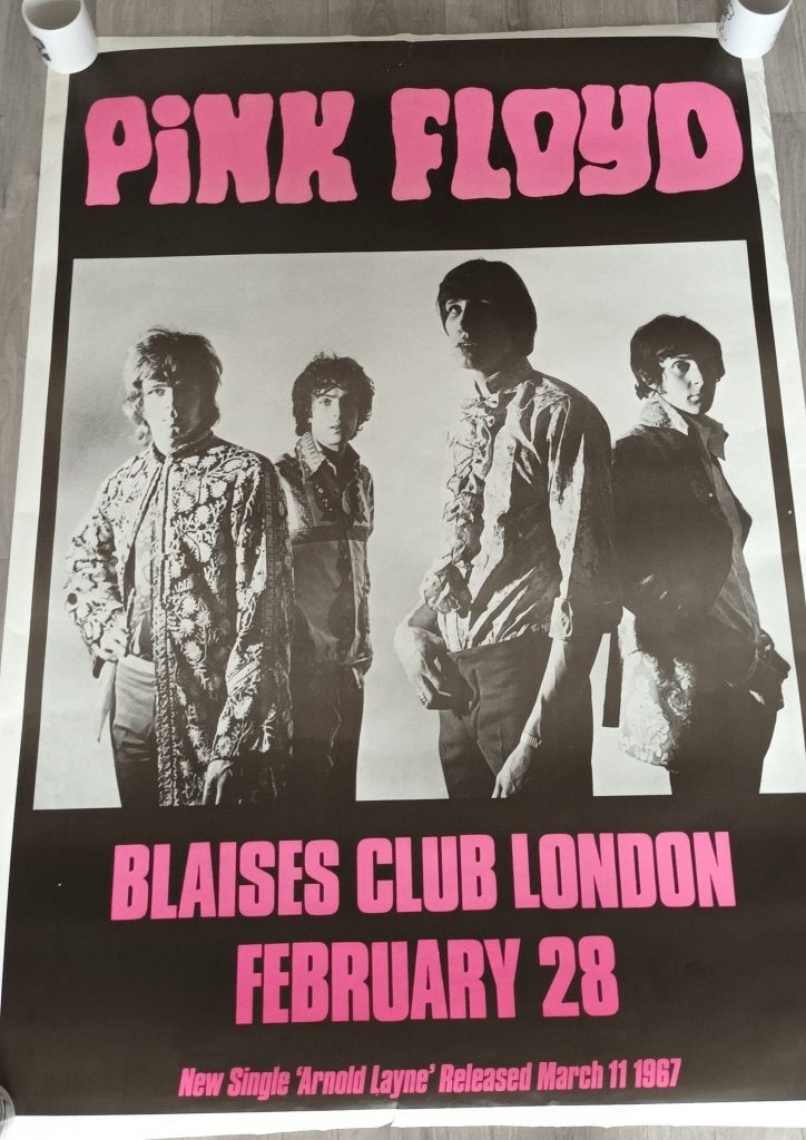 Pink Floyd Blaises Club poster, Deurposter of groter, Ophalen of Verzenden, Muziek, Rechthoekig Staand