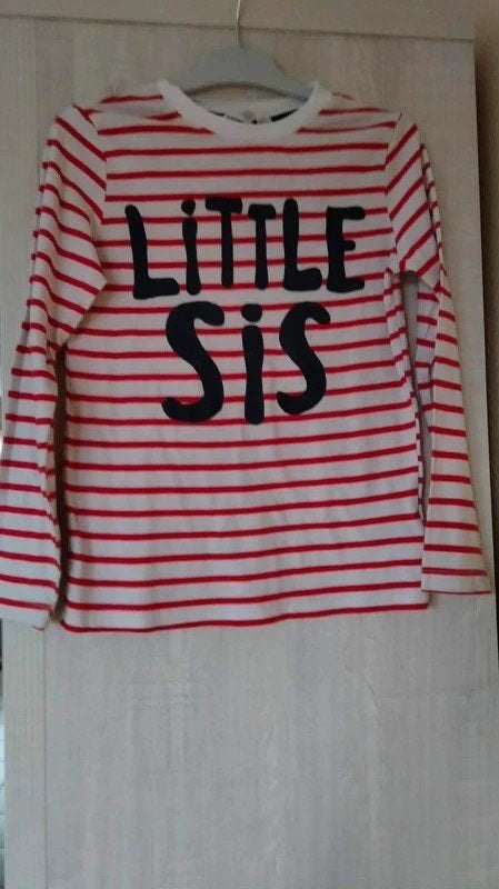 gestreepte longsleeve little sis h & m maat 122 - 128, Kinderen en Baby's, Kinderkleding | Maat 128, Meisje, H&M, Ophalen of Verzenden