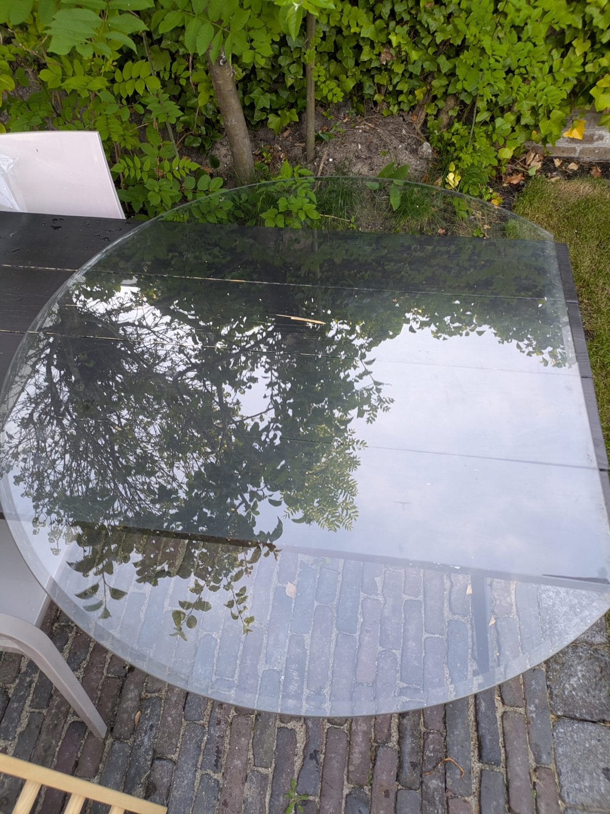 Glazen vloerplaat voor houtkachel, rond met rechte zijde, Ophalen, Gebruikt, Hout, Houtkachel