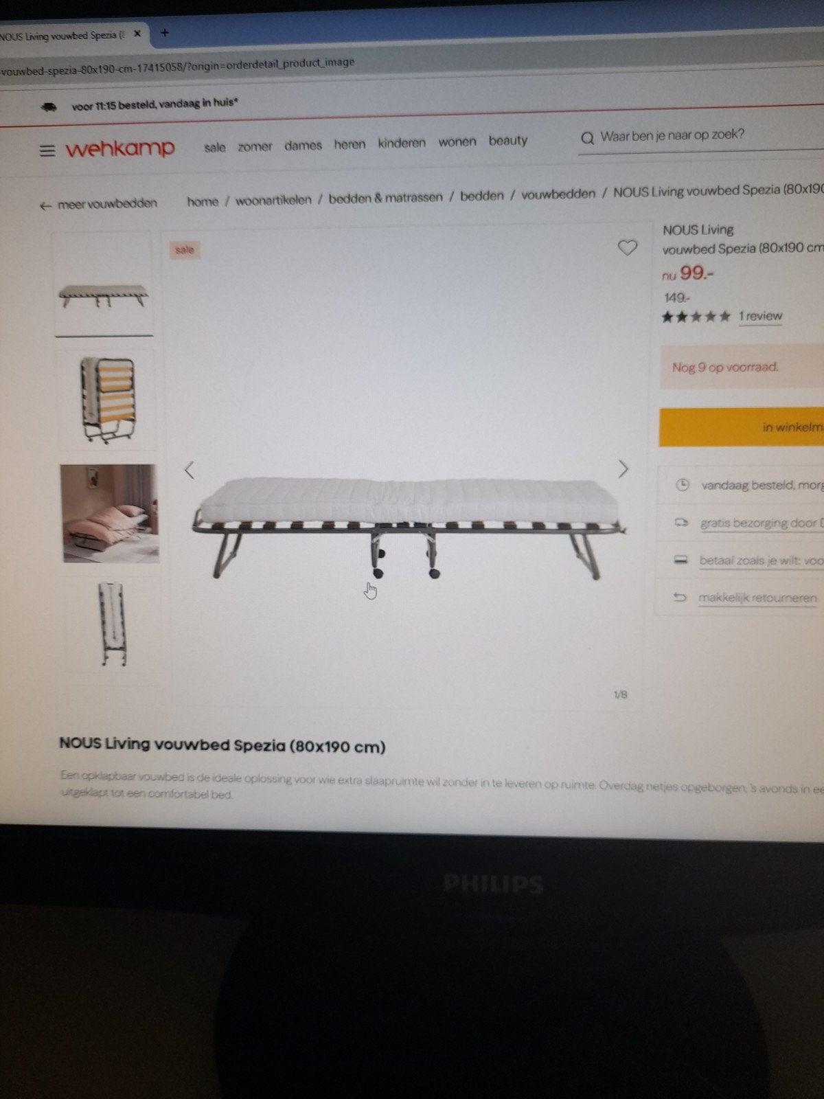 2 stuks logeerbed opklapbaar 80x190, Ophalen, Zo goed als nieuw, Eenpersoons, 80 cm