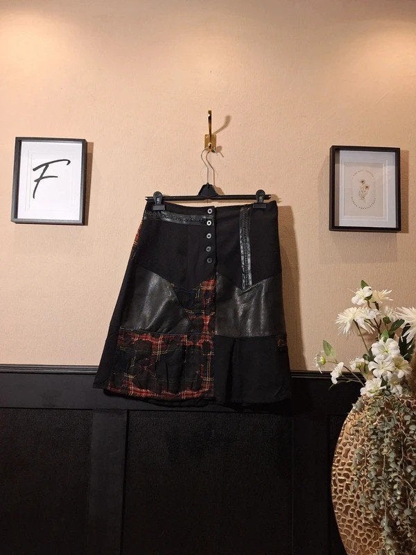 Vassalli | Vintage Y2K patchwork rok | Maat 44, Fashiontiek, Zwart, Ophalen of Verzenden, Zo goed als nieuw