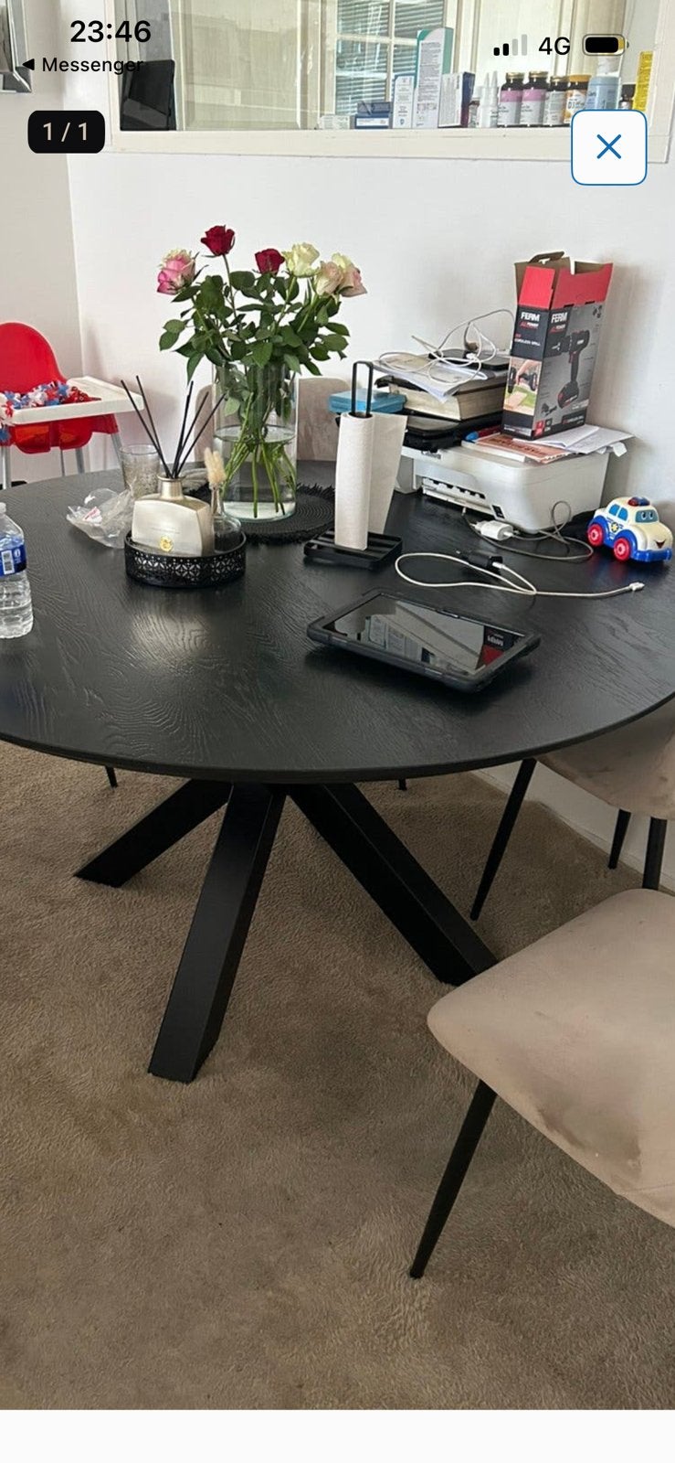 Eettafel mangohout, Ophalen