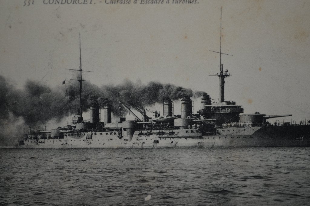 frankrijk 1915 marine schip condorcet slagschip militair, Ophalen of Verzenden, Voor 1920, Sterren en Beroemdheden