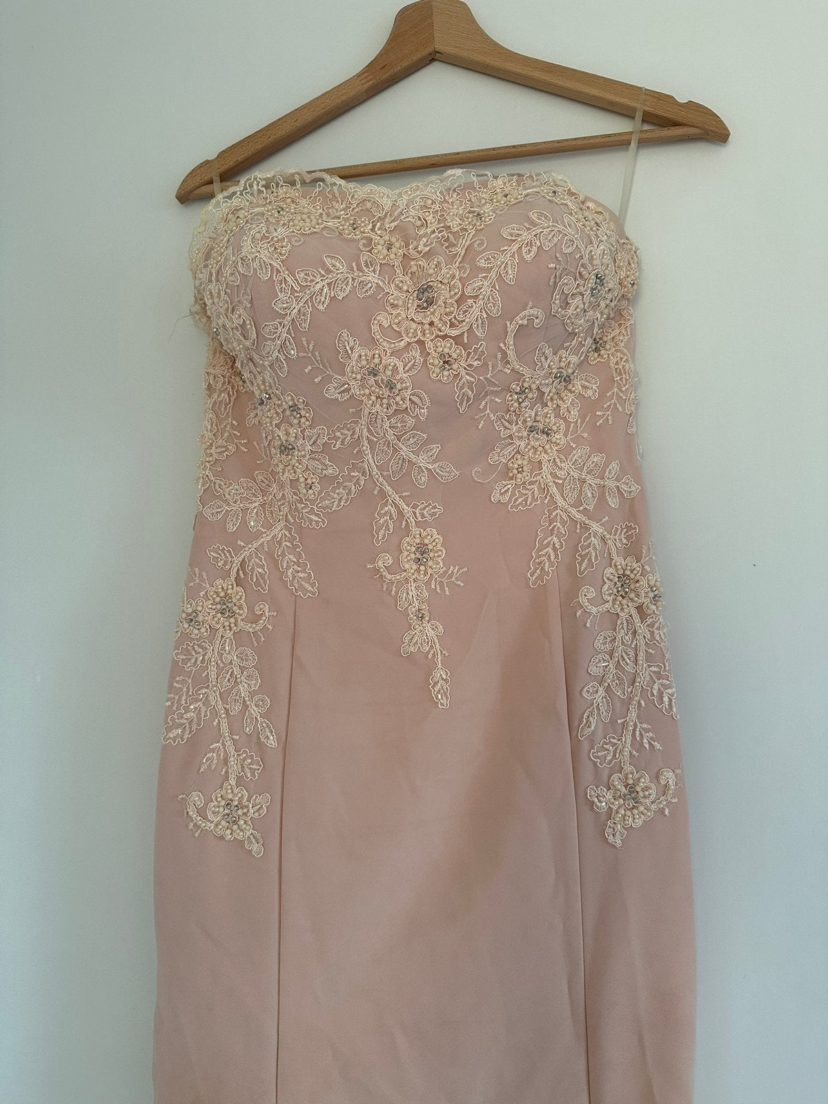 Beige avondjurk/abiye maat 34-36, Galajurk, Beige, Ophalen of Verzenden, Zo goed als nieuw