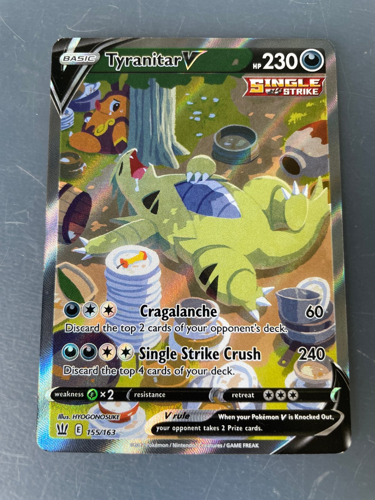 Tyranitar V (Alternate Art) battle styles 155/163, Ophalen of Verzenden, Zo goed als nieuw, Losse kaart, Foil