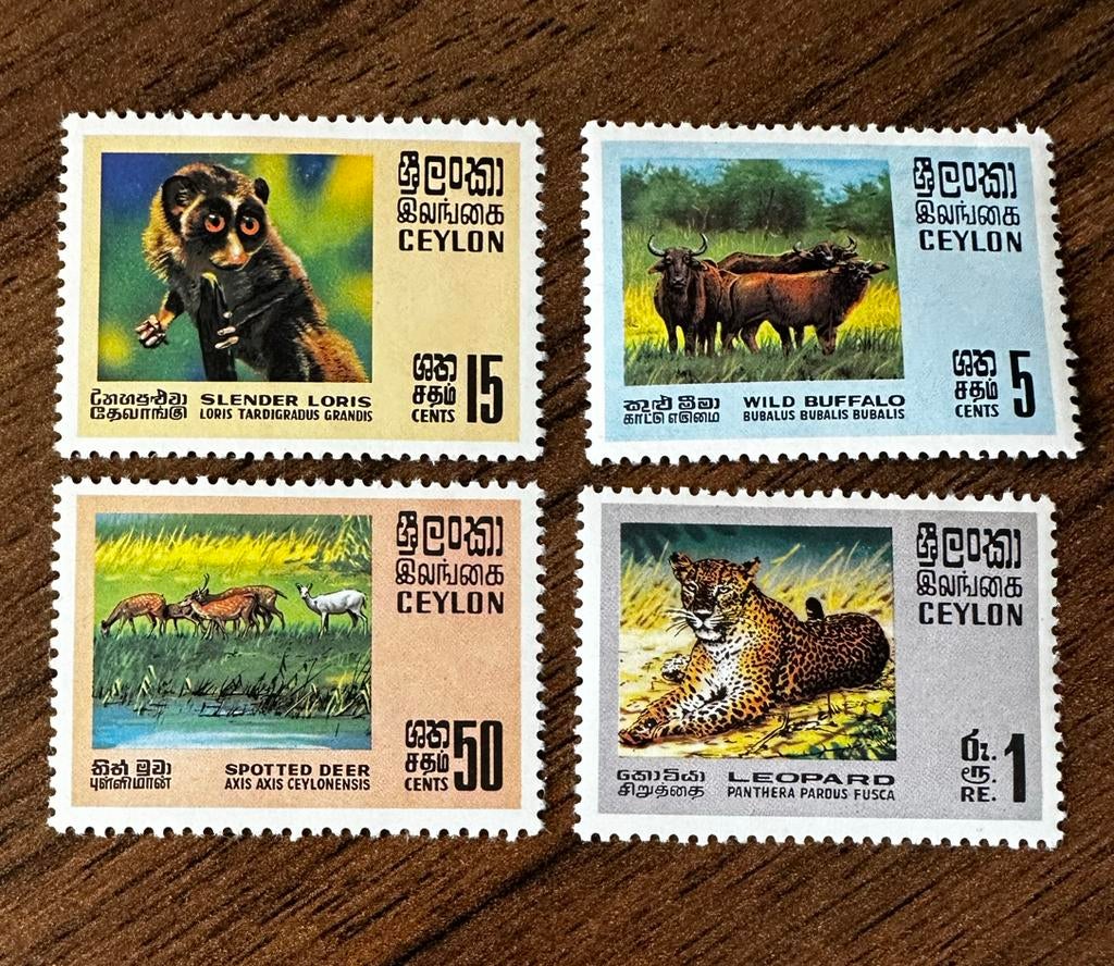 Sri Lanka Ceylon 1970 dieren postzegels ongebruikt, Postzegels en Munten, Postzegels | Azië, Ophalen of Verzenden, Zuid-Azië