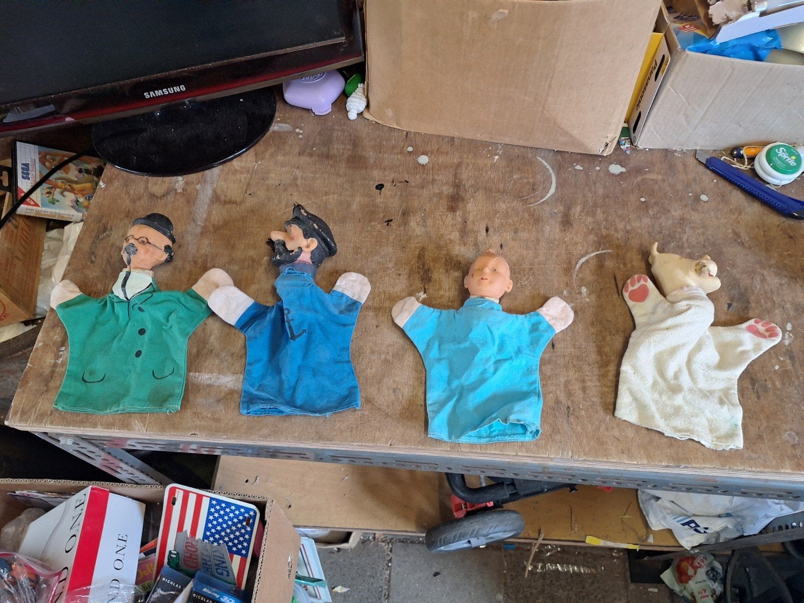 Vintage Handpoppen set van Kuifje uit jaren 60, Ophalen of Verzenden, Gebruikt, Overige typen