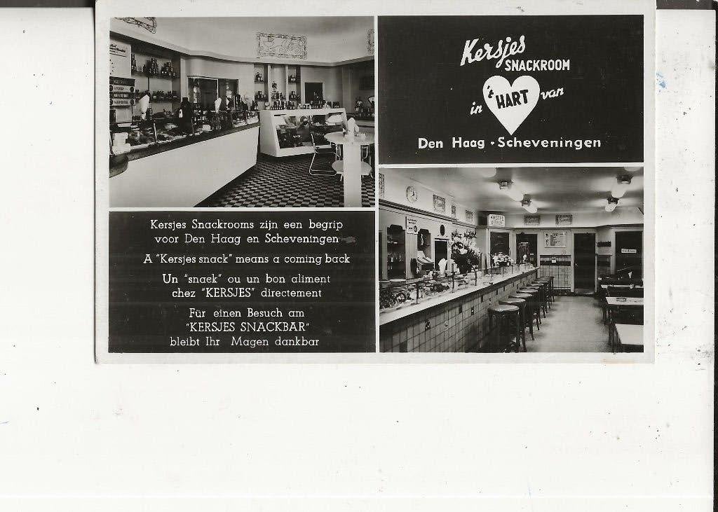 Den haag Halstraat Kersjes Snackroom 2-Luik, Ophalen of Verzenden, 1940 tot 1960, Ongelopen, Zuid-Holland