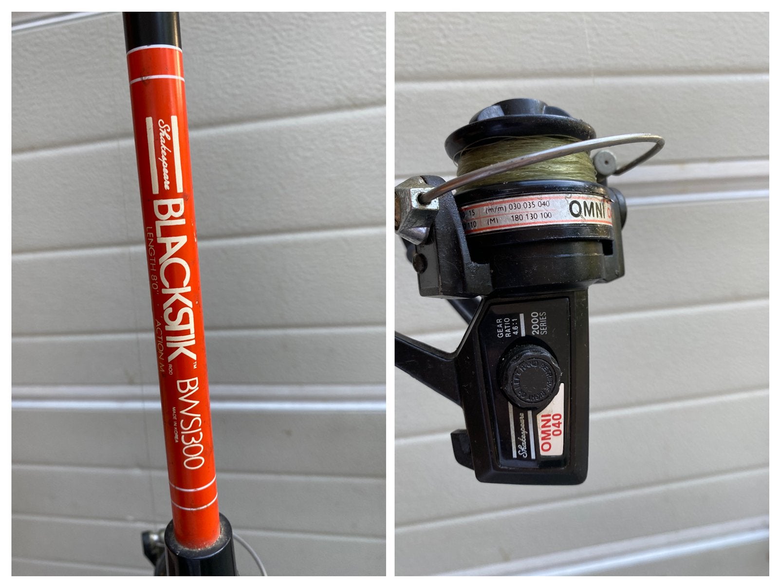 Shakespeare BLACKSTIK BWS1300 met OMNI 040, Watersport en Boten, Hengelsport | Algemeen, Ophalen, Gebruikt, Complete hengel