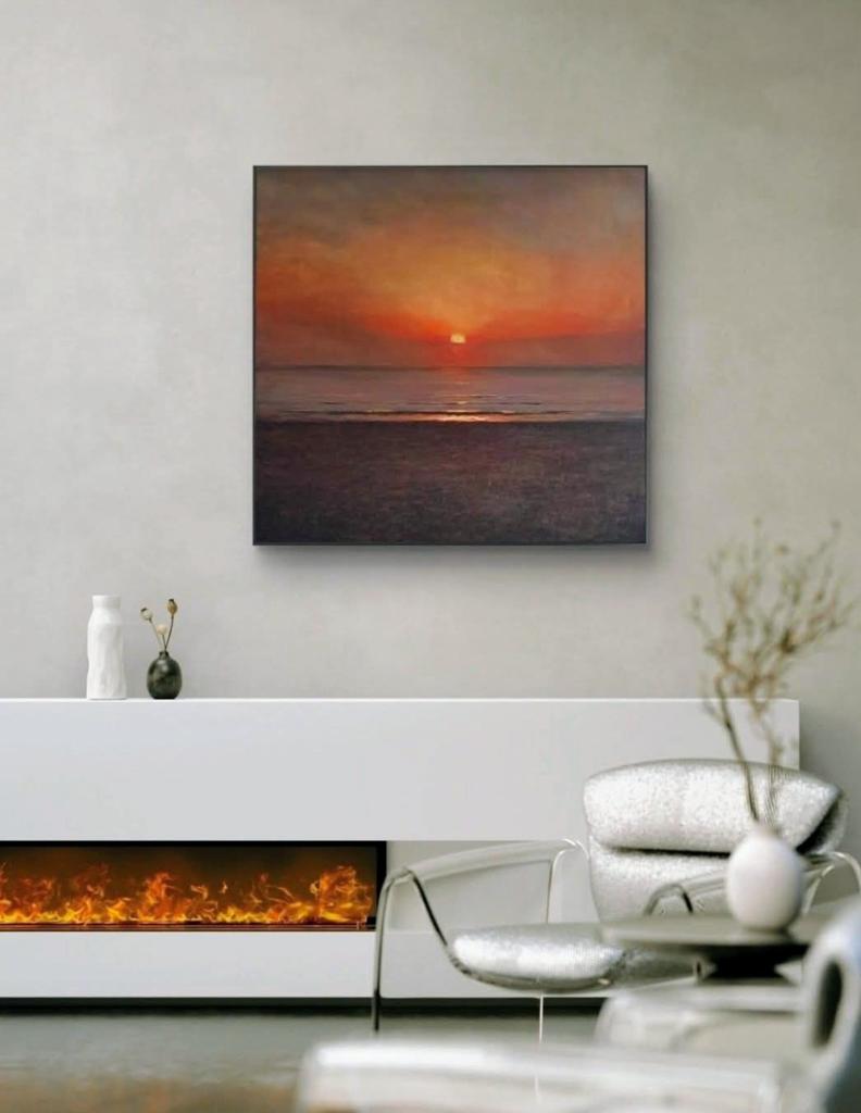 Schilderij 'Avondzon', Antiek en Kunst, Kunst | Schilderijen | Abstract, Ophalen