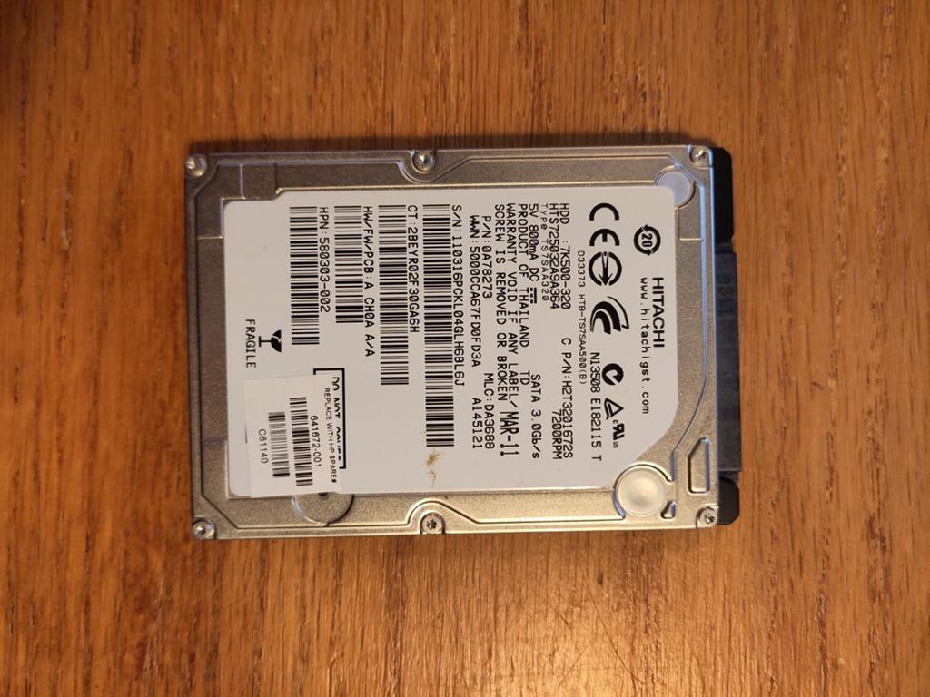320GB interne laptop sata HDD 7200 toeren, Computers en Software, Harde schijven, Zo goed als nieuw, Laptop, Intern, HDD, SATA