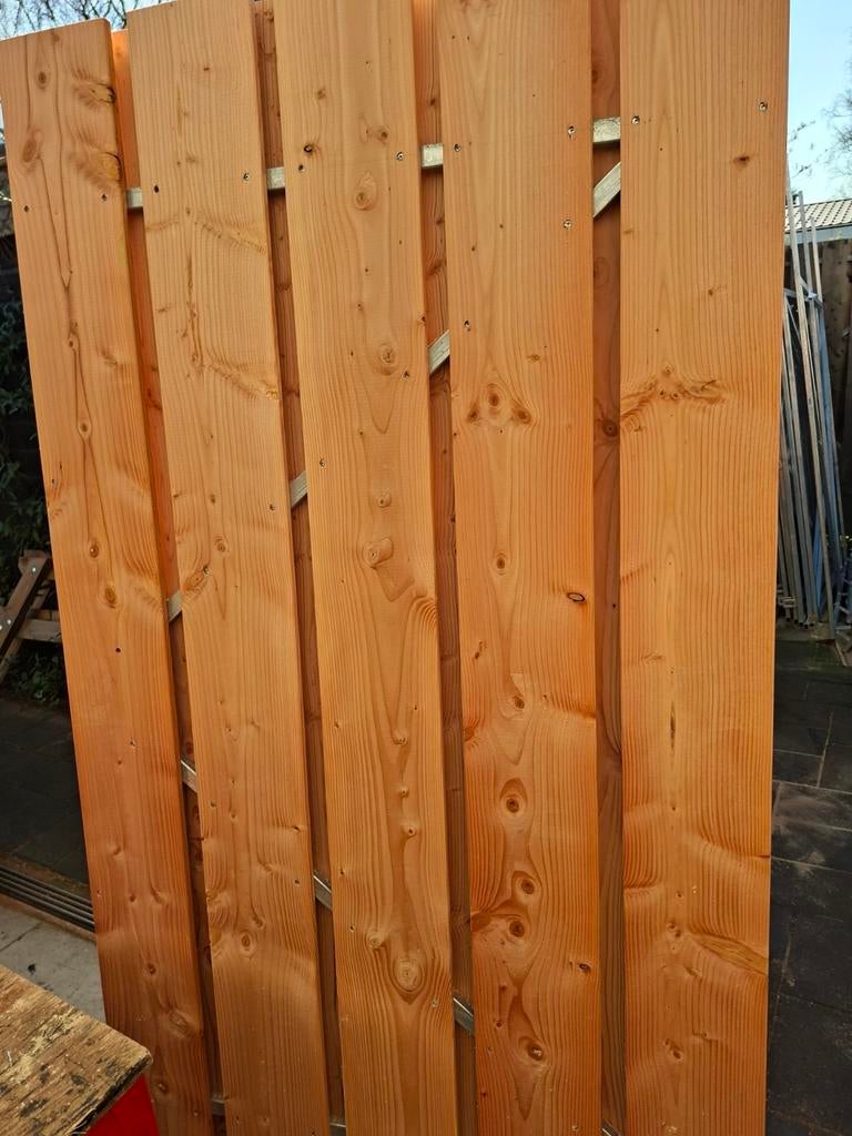 Schuttingdeuren nieuw, stalen frame, douglas planken, Ophalen, Nieuw, Hout, Tuinhek