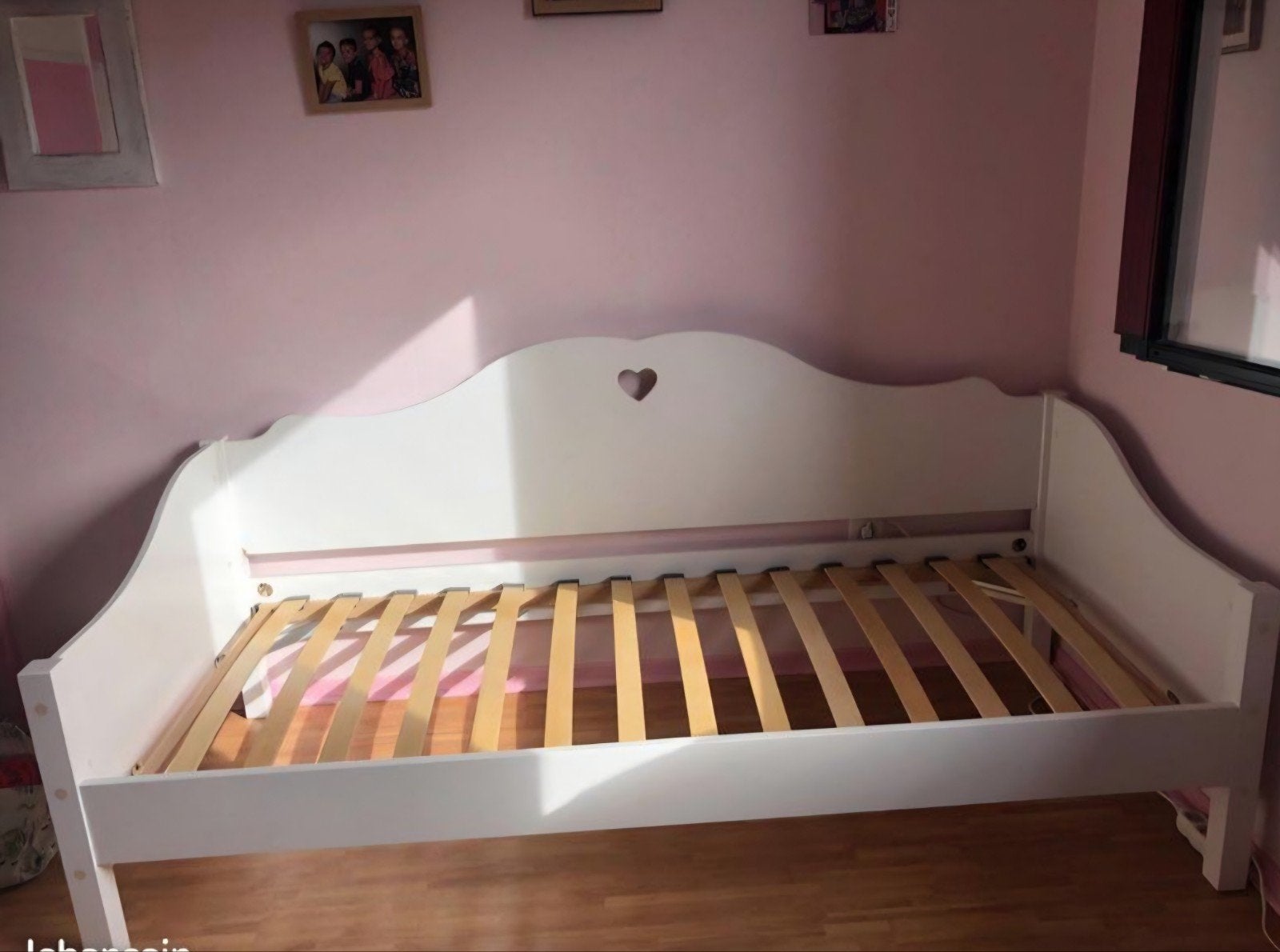 Vipack Amori Eenpersoonsbed - Wit met Hartjesdetails, Ophalen, 90 cm, Eenpersoons, Wit