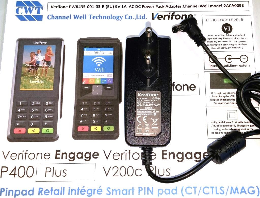Verifone pwr435-001-03-B 9V 1A Adapter CWT 2ACA009E EU P400+, Ophalen of Verzenden, Zo goed als nieuw