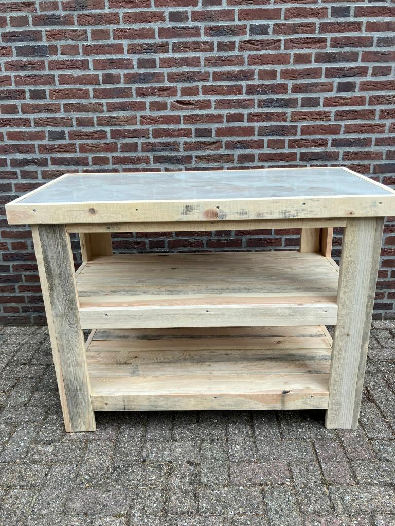 sidetable, werktafel ,met keramische tegel ingelegd, Huis en Inrichting, Tafels | Sidetables, Ophalen, 100 tot 150 cm, Nieuw, Rechthoekig