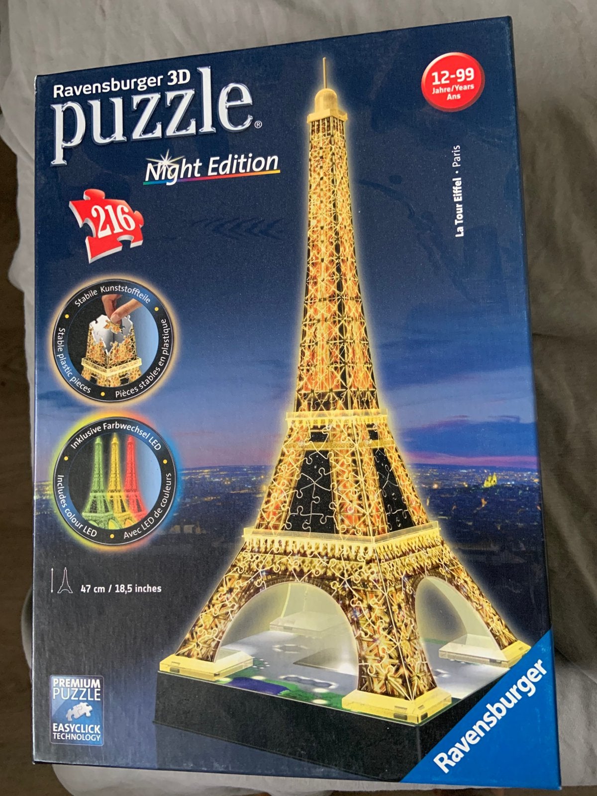 Ravensburger puzzel 3d eiffeltoren in nacht, Ophalen of Verzenden, Minder dan 500 stukjes, Zo goed als nieuw, Rubik's of 3D-puzzel