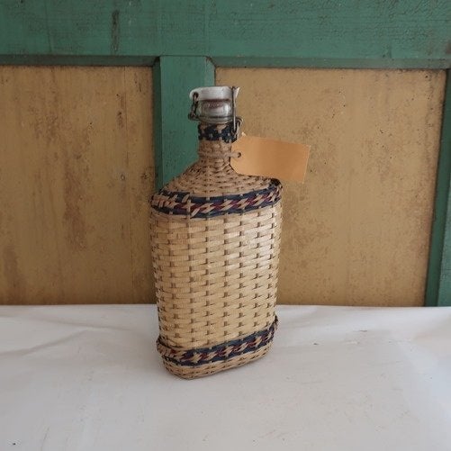 Fles veldfles origineel Frankrijk gevlochten 27,5 cm hoog, Ophalen of Verzenden