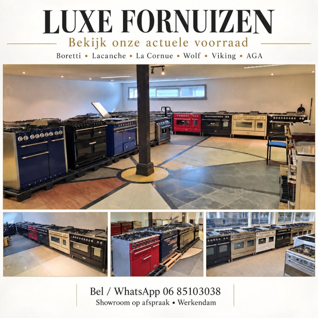 ⭐ Boretti Lacanche Falcon AGA | Luxe Fornuizen Werkendam, 60 cm of meer, Ophalen of Verzenden, Zo goed als nieuw, Gas