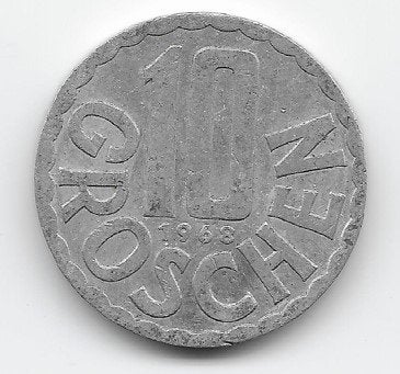 Oostenrijk 10 groschen 1968 KM# 2878, Verzenden, Oostenrijk, Losse munt