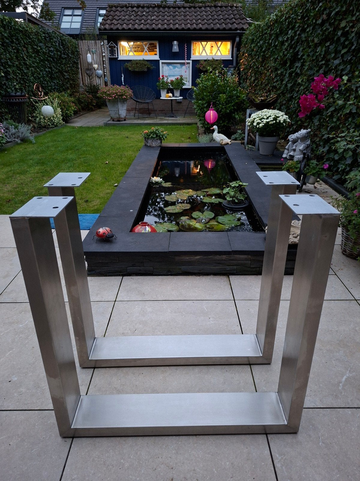 2 Tafelpoten RVS geborsteld u-profiel, Ophalen, Tafelpoot, Minder dan 50 cm, Gebruikt