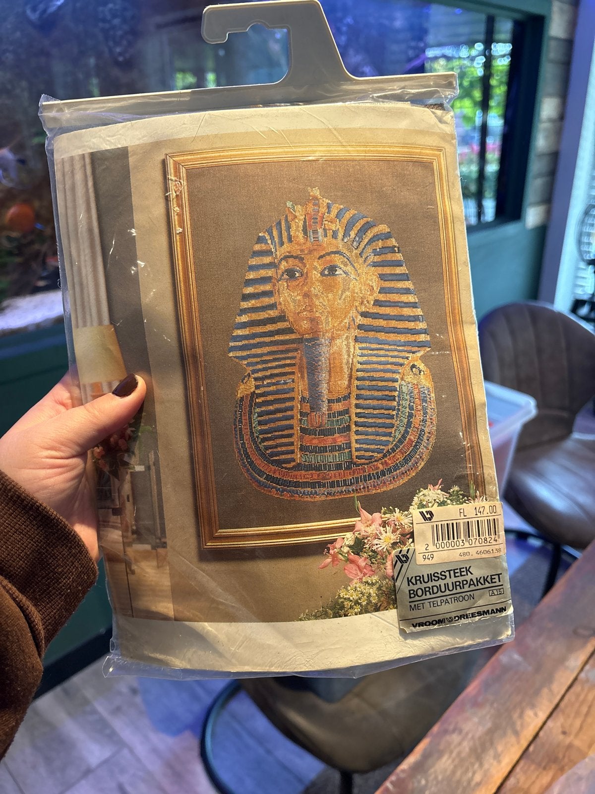 Nieuw Borduurpakket Toetanchamon Kruissteek Vroom & Dreesman, Verzenden, Nieuw, Handborduren, Borduurpakket
