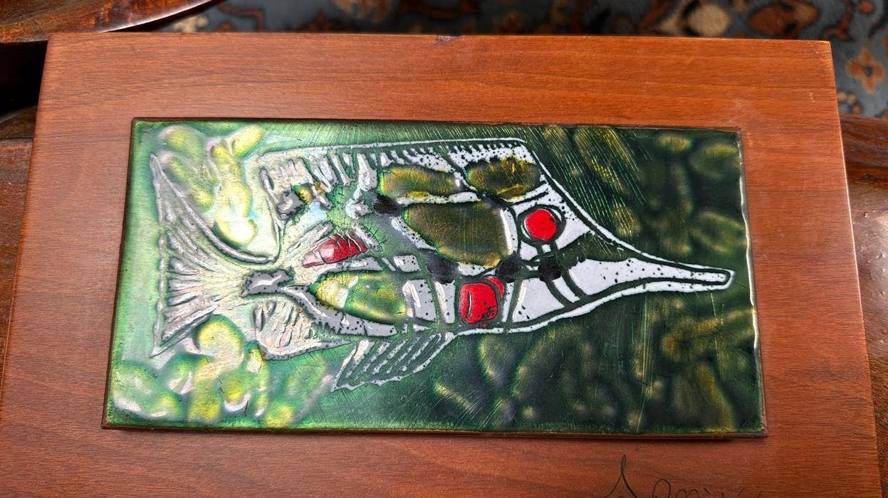 Keramiek tegel met vis. Studio Cellini Italie, Antiek en Kunst, Paneel, Abstract, Overige technieken, Dieren