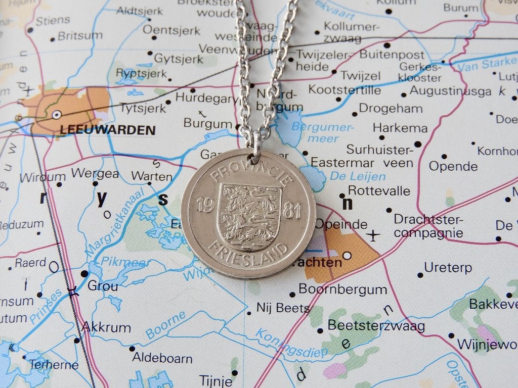 Friesland provincie munt ketting | sleutelhanger (1981), NL, Nieuw, Ophalen of Verzenden, Info@handmadebycharlie.nl