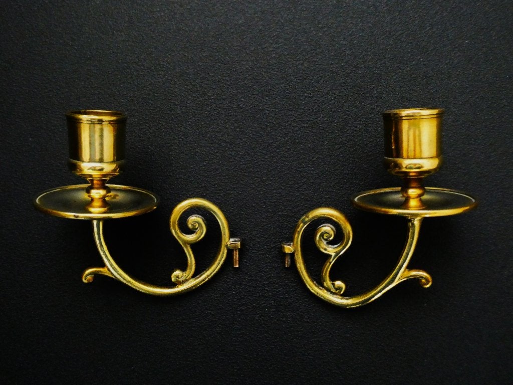 Wandkandelaar kandelaar 2 kaarsenhouders leeuw kroon toren, Ophalen of Verzenden, Koper of Brons