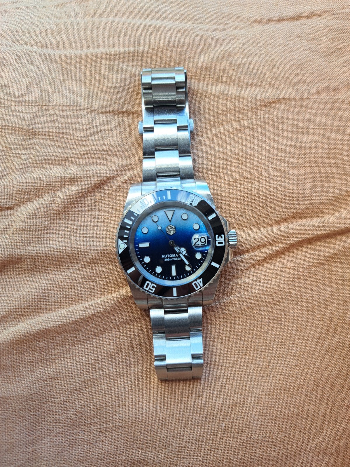 San Martin mother of pearl, Sieraden, Tassen en Uiterlijk, Horloges | Dames, Ophalen of Verzenden, Zo goed als nieuw, Staal, Overige merken