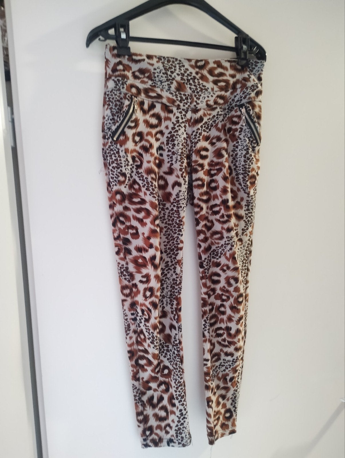Legging met luipaardprint en ritsdetails Yaokai, Legging, Maat 36/38 (S), Bruin, Ophalen of Verzenden