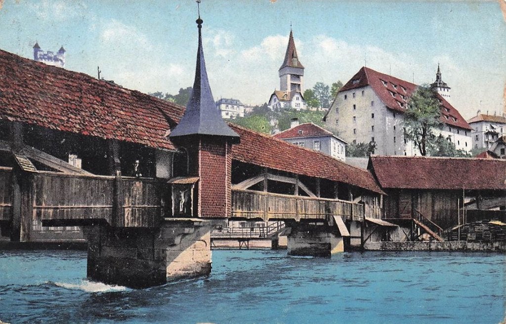702-453-045 Luzern Spreuerbrücke, Verzamelen, Ansichtkaarten | Buitenland, Verzenden, Voor 1920, Overig Europa