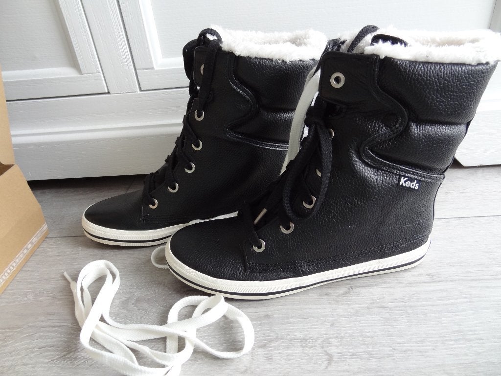 NIEUW! Keds Boots Dames Maat 7,5/38 Droplet Leather Black >S, Keds, Zwart, Lage of Enkellaarzen, Nieuw