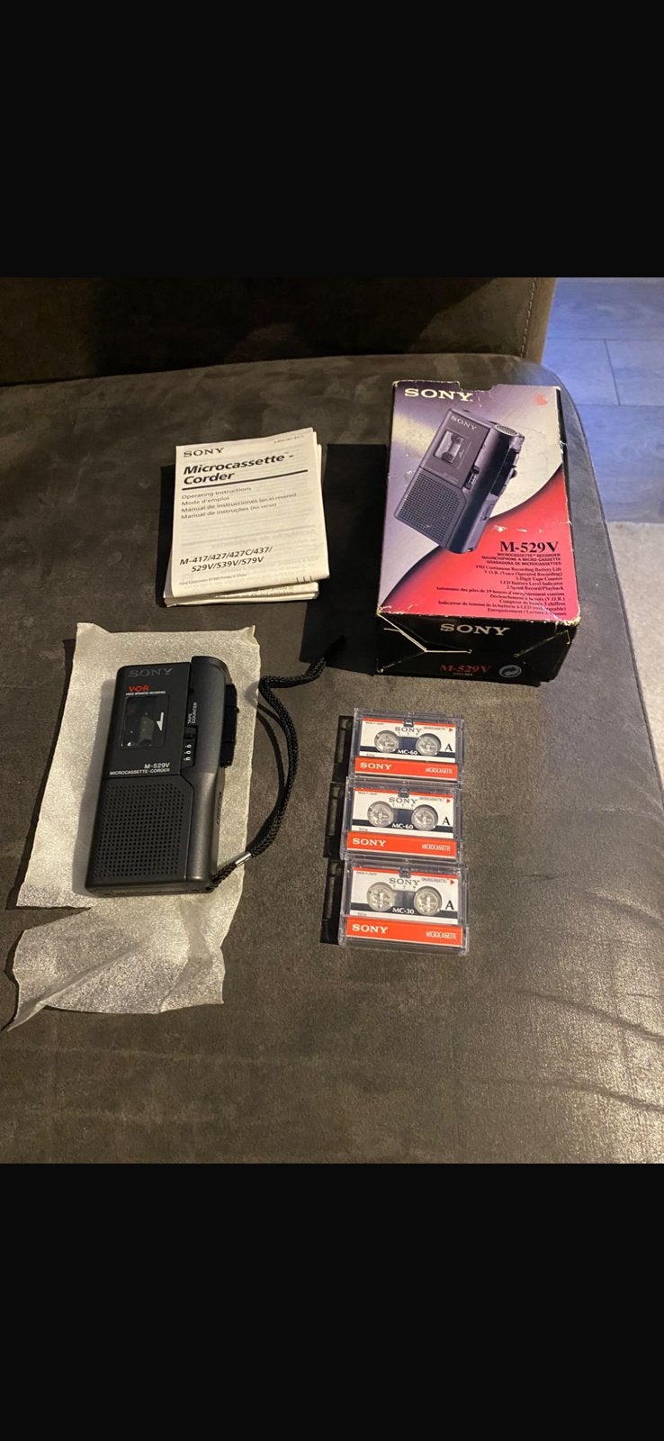 Sony microcassette Corder met 3 bandjes M-529V, Audio, Tv en Foto, Walkmans, Discmans en Minidiscspelers, Ophalen of Verzenden