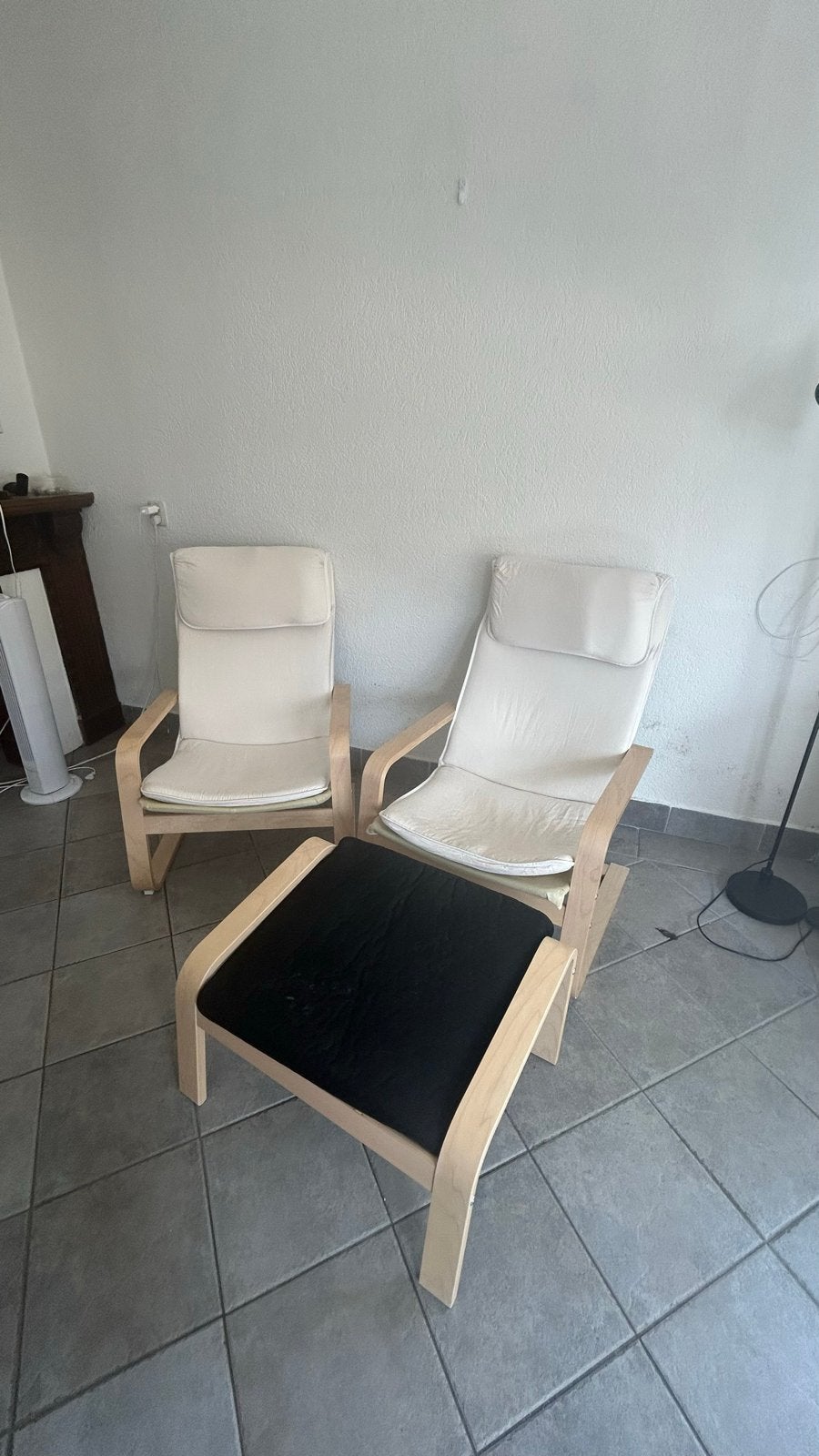 IKEA Poäng stoelen met voetenbank - set, Ophalen, Gebruikt, Twee, Overige kleuren