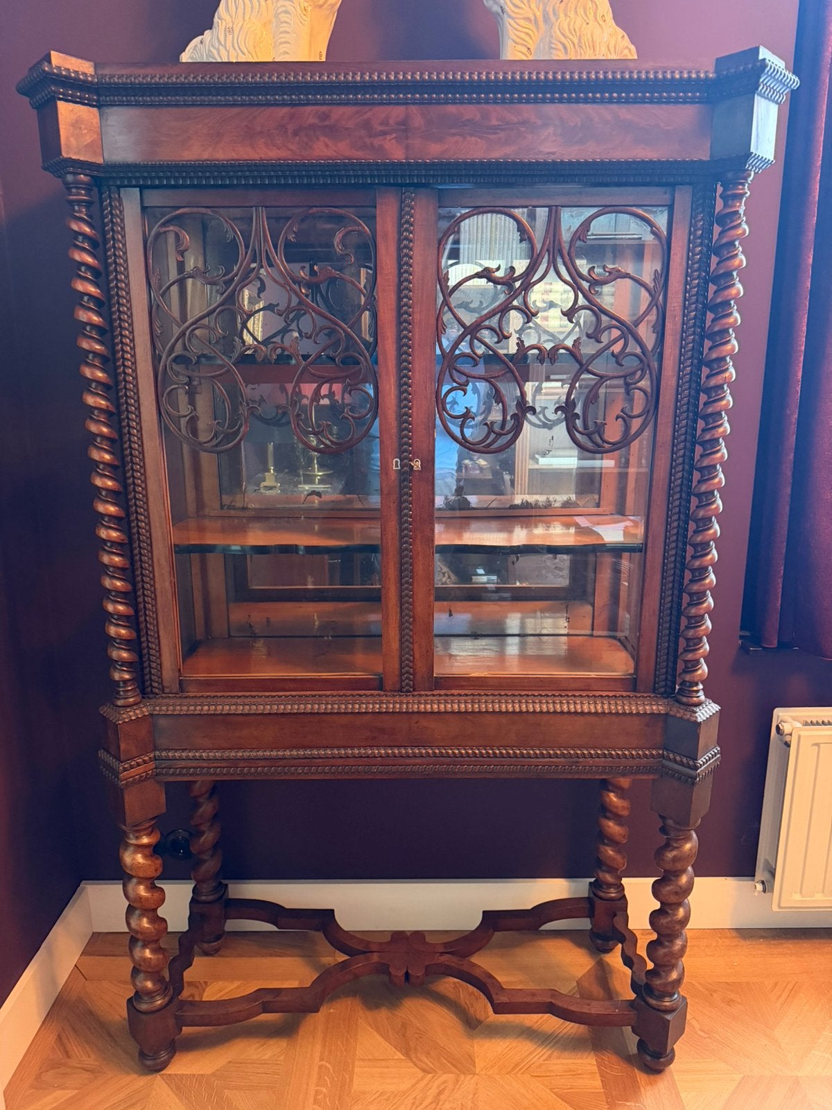 Antieke mahonie beglaasde kast / buffetkast / vitrinekast, Ophalen