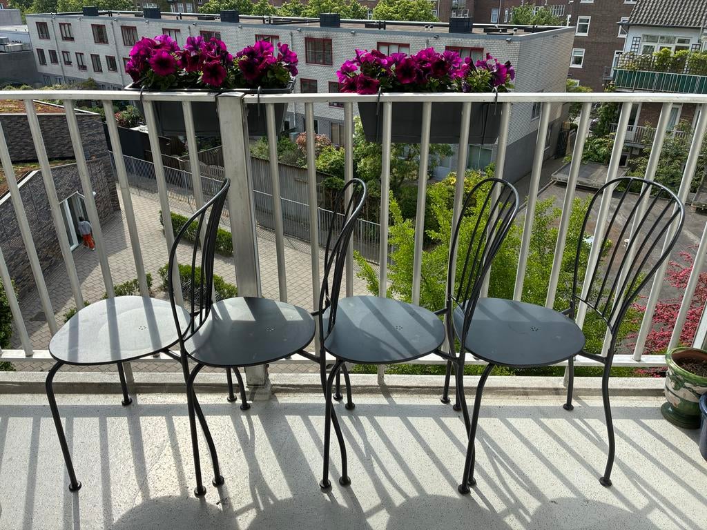 4 IKEA LAKSO tuin of balkon stoelen, Ophalen, Gebruikt, Metaal, Stapelbaar