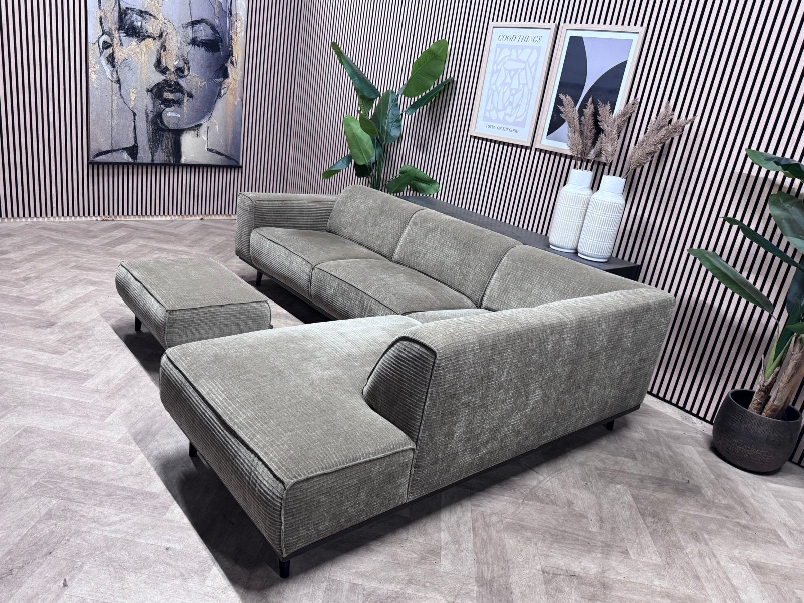 ZGAN | BePureHome Statement Hoekbank Rib - Taupe - 275 x 210, 250 tot 300 cm, -, -, Hoekbank