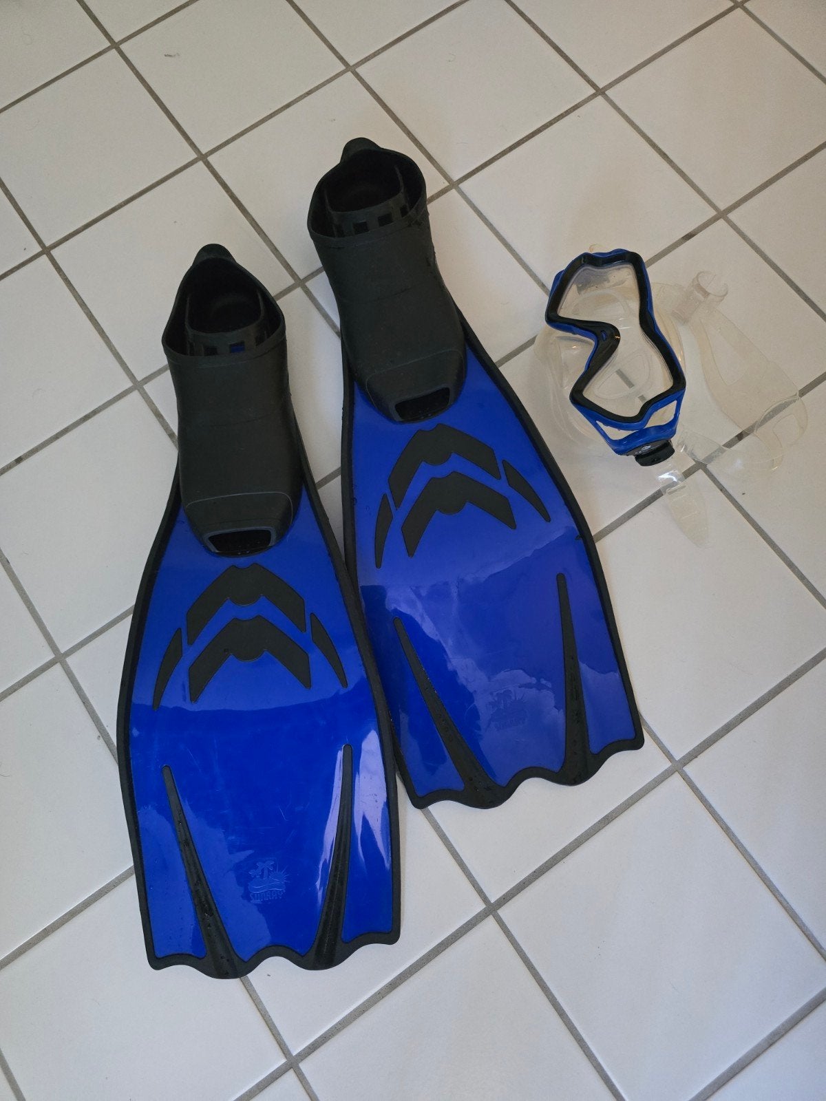 Flippers/ zwemvliezen maat 34/35 met duikbril, Ophalen, Gebruikt, Snorkel