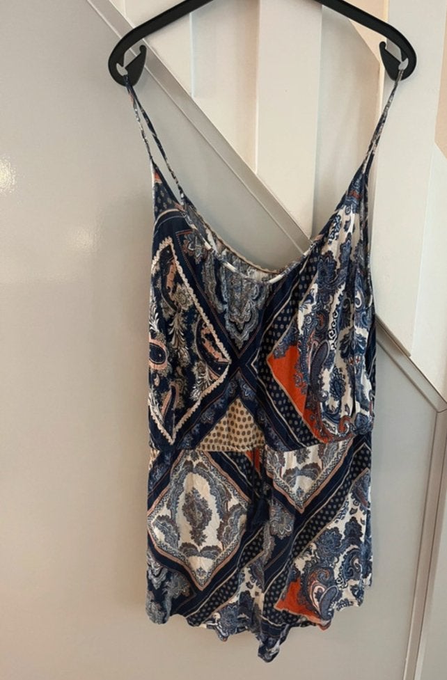 Jumpsuit met print van de H&M maat L, Kleding | Dames, Jumpsuits, Ophalen of Verzenden, Zo goed als nieuw, Maat 42/44 (L), Blauw