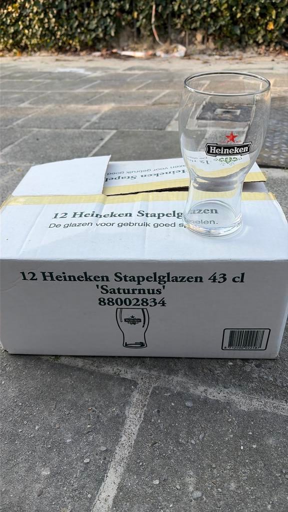 Heineken saturnus stapelglazen 43cl, Verzamelen, Ophalen, Zo goed als nieuw, Bierglas