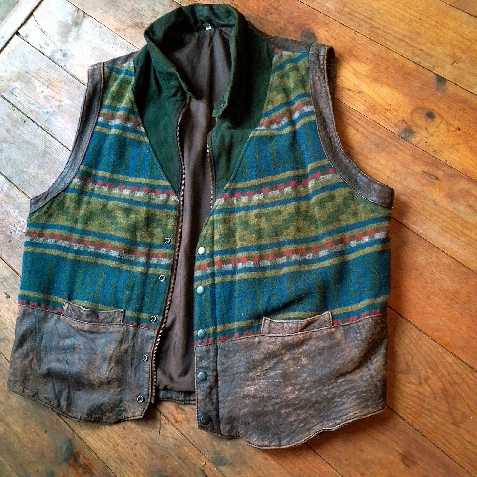 Pracht vintage Bohemian leren vest!, Ophalen of Verzenden, Zo goed als nieuw, Maat 56/58 (XL), Meerkleurig