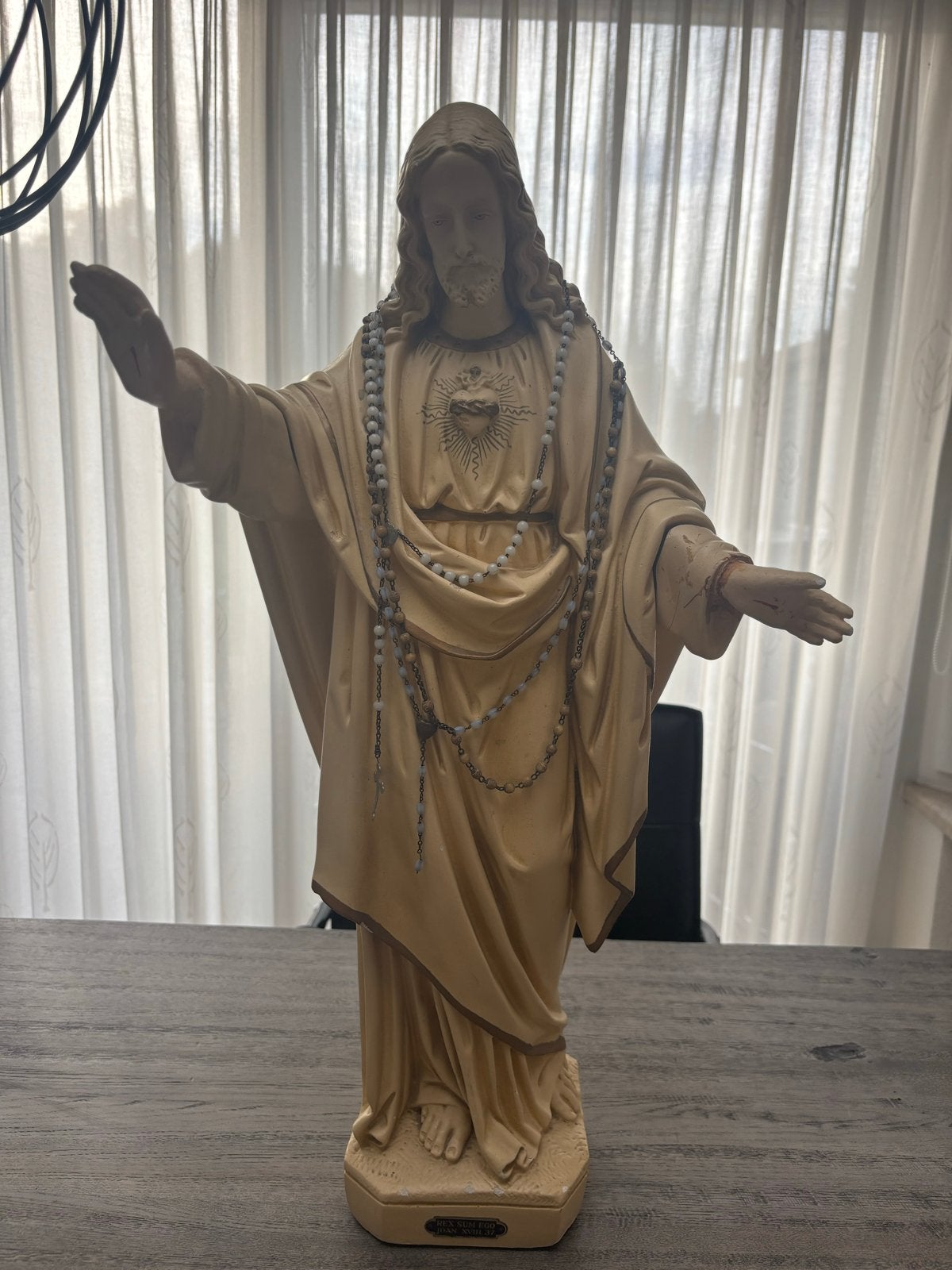 Vintage Heilig Hart Jezus beeld met rozenkrans, Ophalen