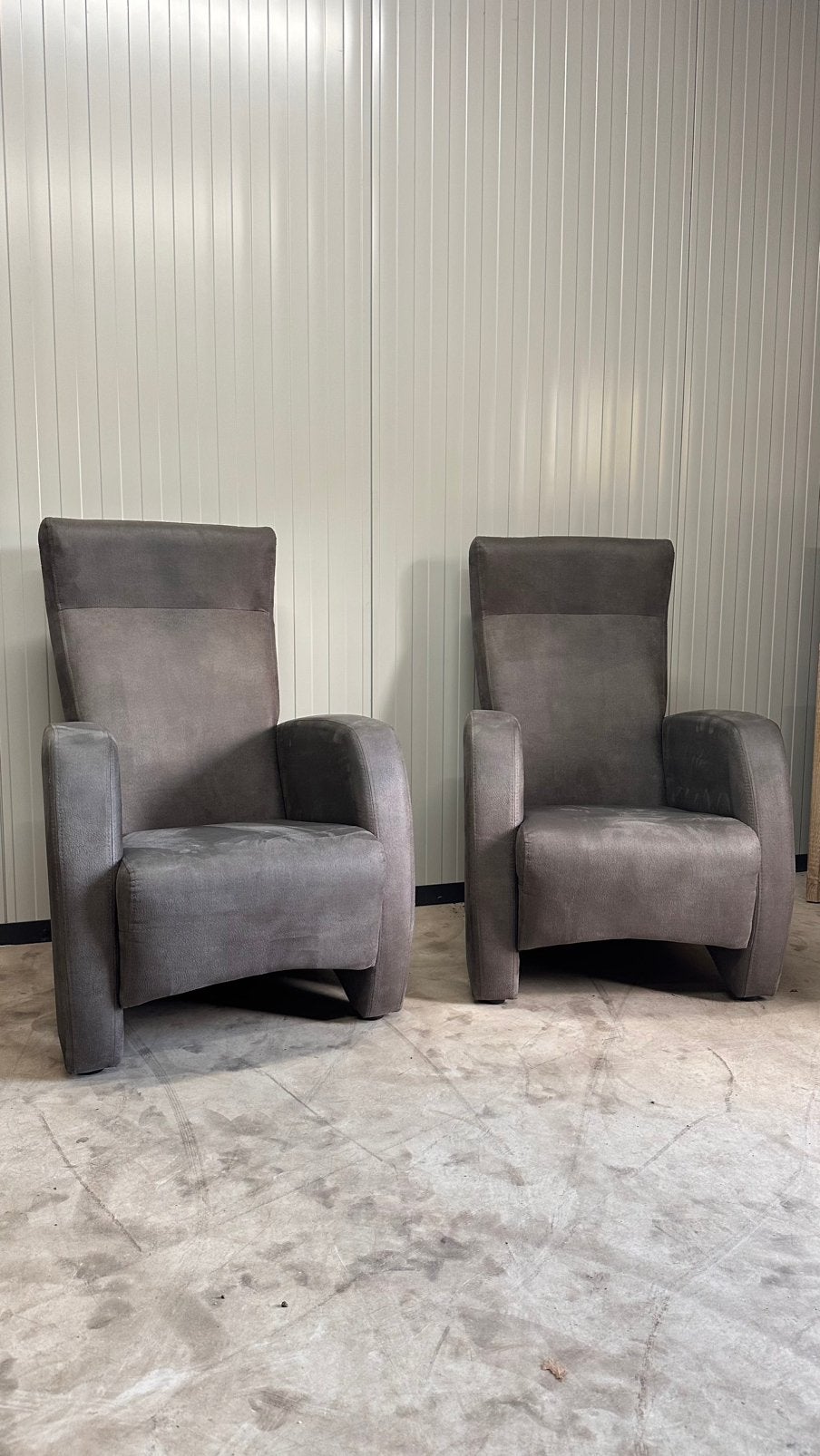 2 x Fauteuils (Antraciet), Ophalen, Gebruikt, 75 tot 100 cm, Stof