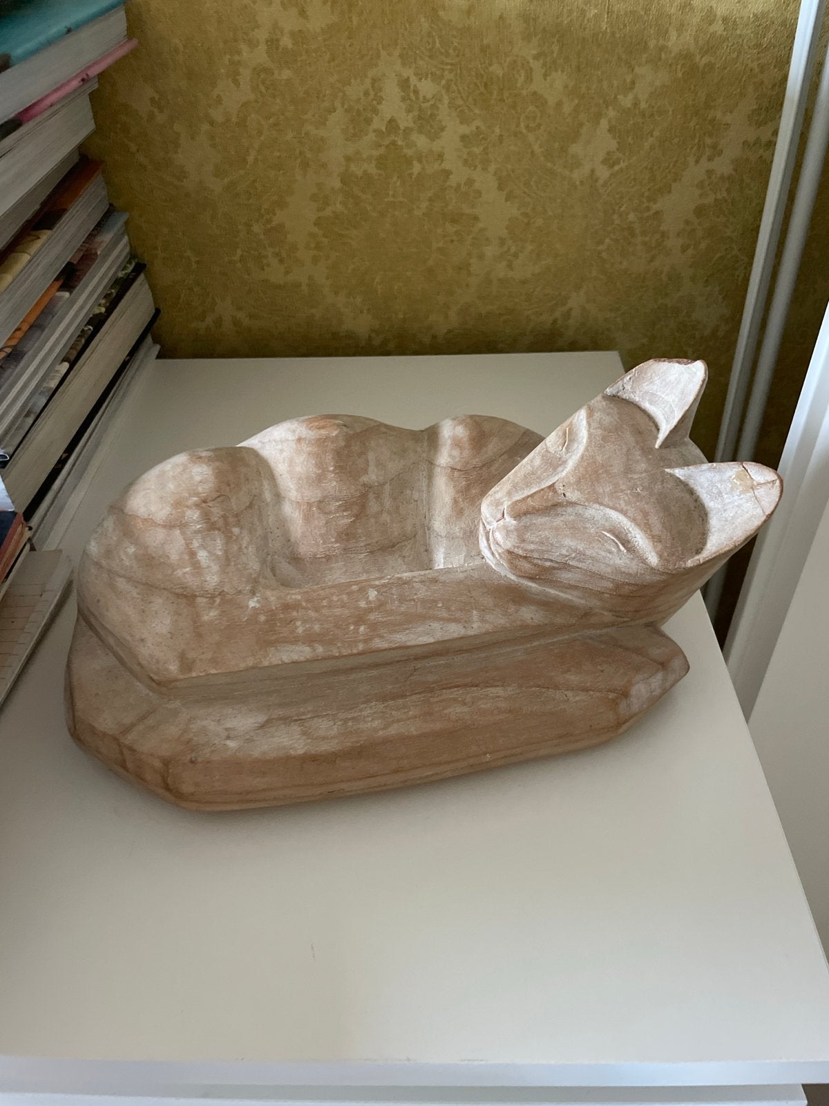 Houten kat decoratie - beschadigd oor, Huis en Inrichting, Woonaccessoires | Overige, Ophalen of Verzenden