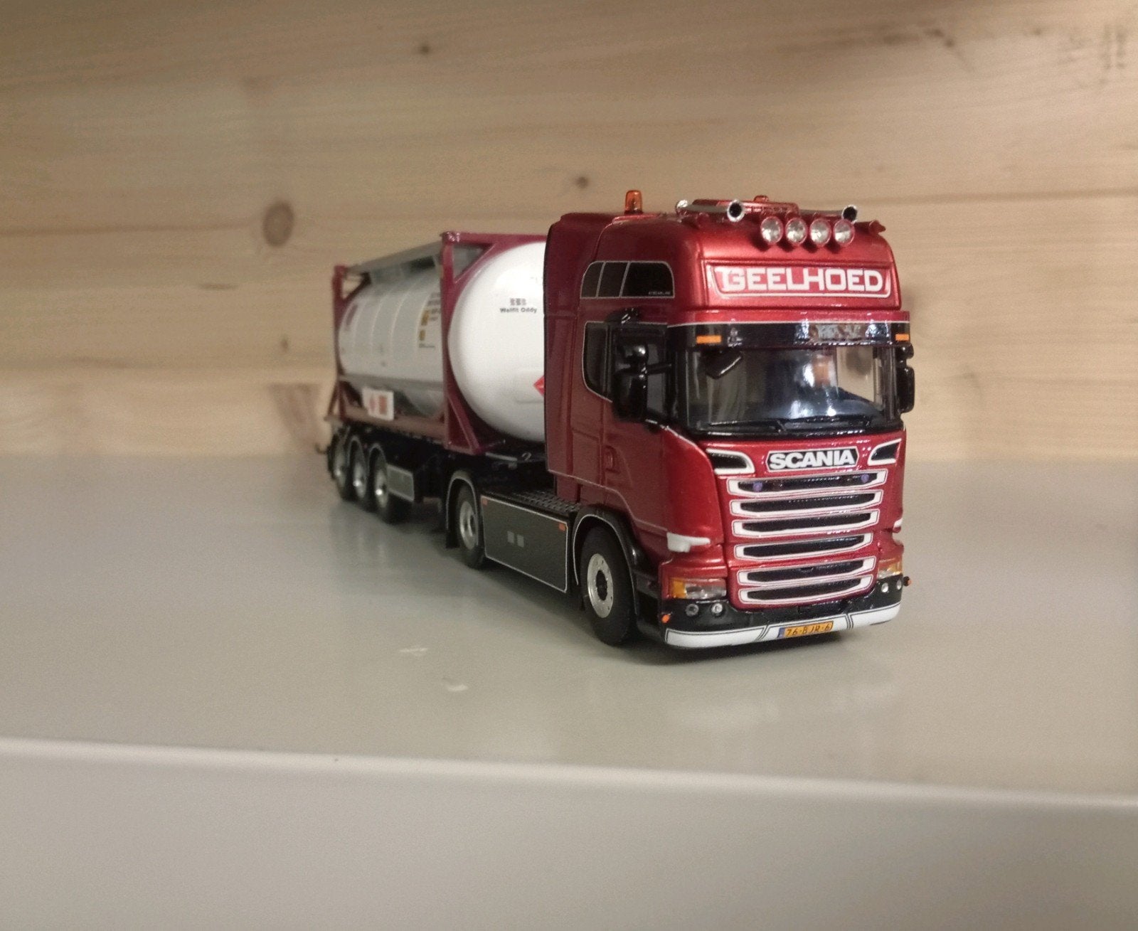Scania R Geelhoed containerchassis WSI, Hobby en Vrije tijd, Modelauto's | 1:50, Ophalen of Verzenden, Nieuw, Bus of Vrachtwagen