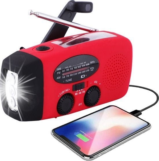Noodradio met zaklamp en zonnepaneel, Ophalen of Verzenden, Nieuw, Zonne-energie