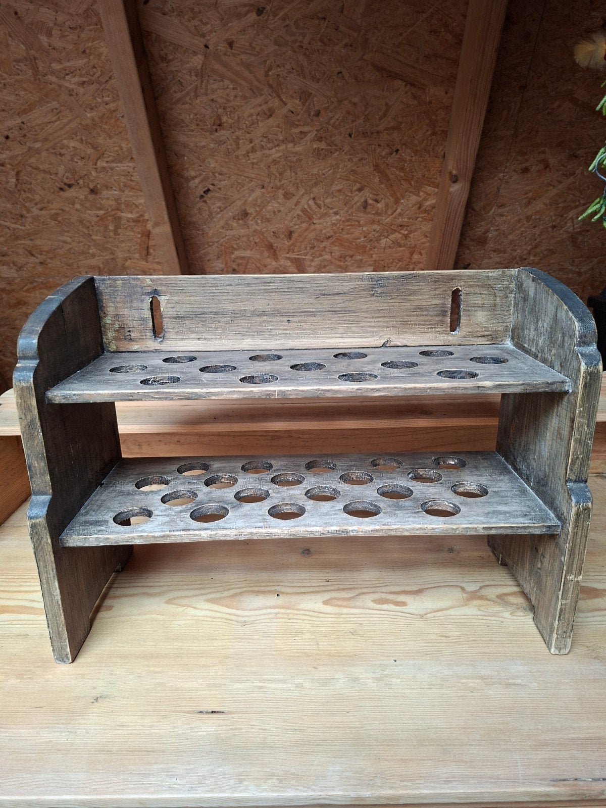 Brocant houten eierrekje - 43x17x30 cm, Ophalen of Verzenden