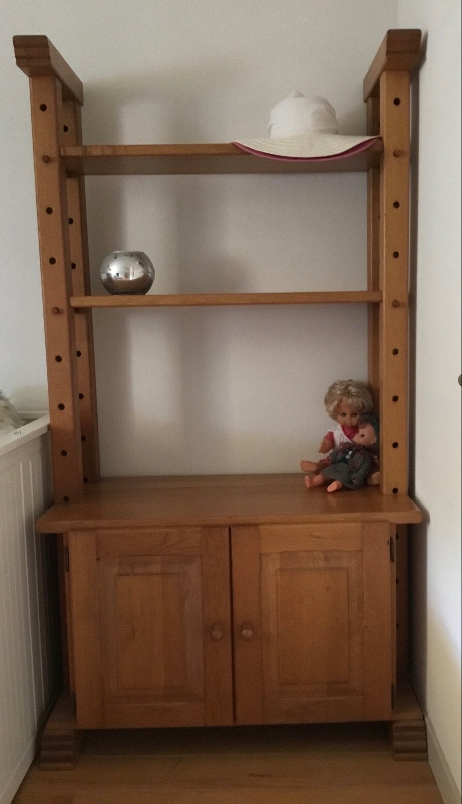 Massieve blank eiken kast met planken en deurtjes, Ophalen, Gebruikt, Eikenhout, 50 tot 100 cm