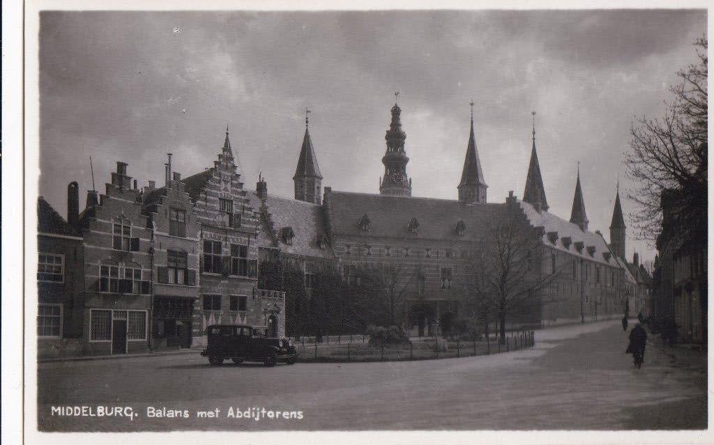 middelburg balans  abdijtorens  oude auto, Ophalen of Verzenden, Voor 1920, Noord-Brabant