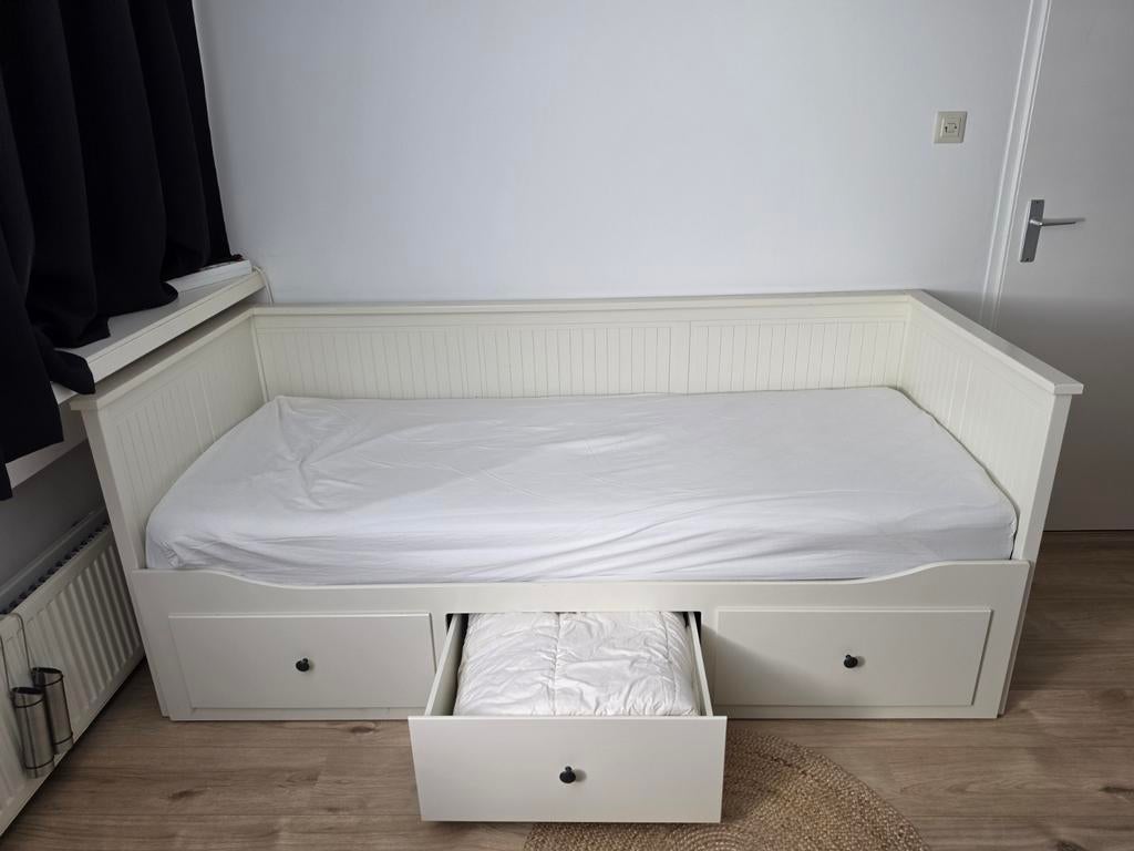 Ikea Hemnes 1-2 pers bedbank logeerbed 80x200 160x200, Ophalen, Wit, Tweepersoons, 80 cm
